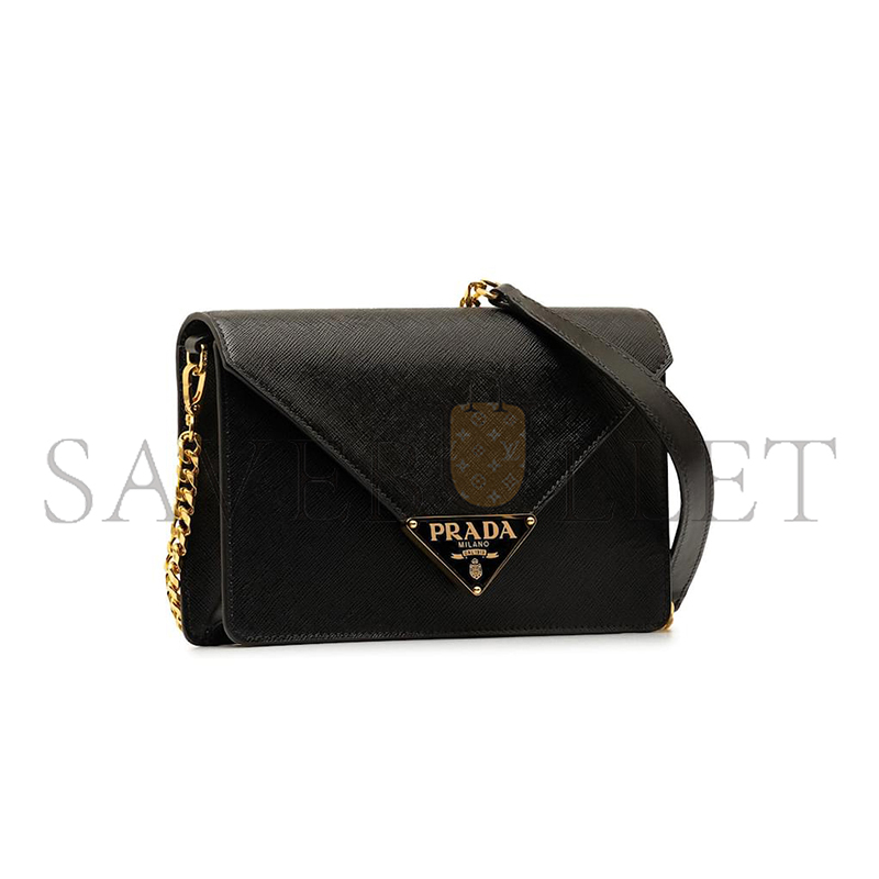 PRADA BLACK SAFFIANO ENVELOPE CHAIN CROSSBODY 1BD318 (21.5*14*4cm)
